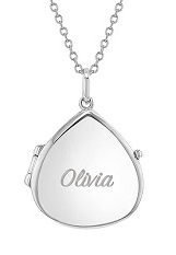 superb pear shaped polished photo locket sterling silver necklace for little girls 